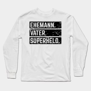 Ehemann Vater Superheld (Super Papa / Superpapa / Vintage / Black) Long Sleeve T-Shirt